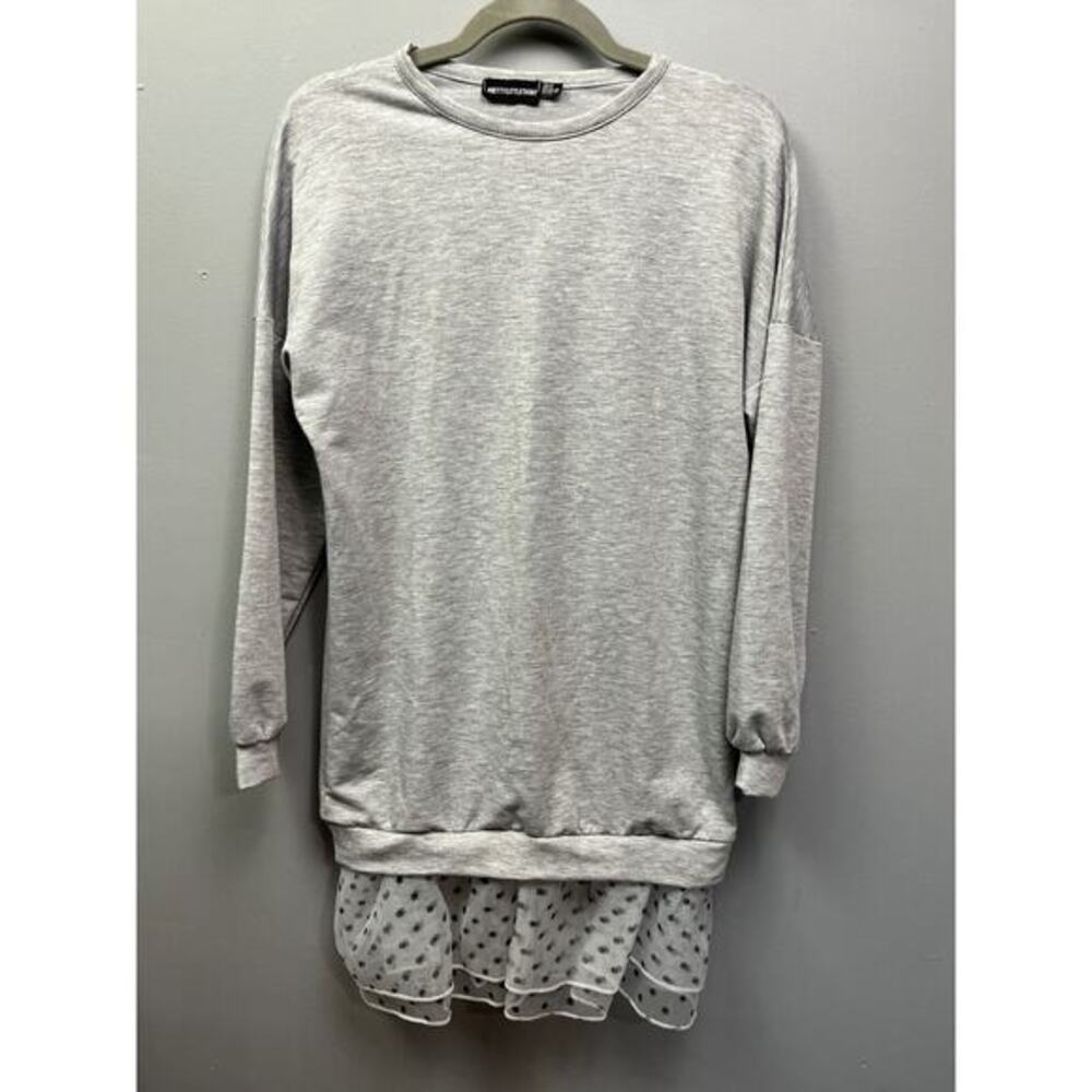Pretty Little Things Dress Womens size 4 sweatshirt tunic tulle polka dot hem